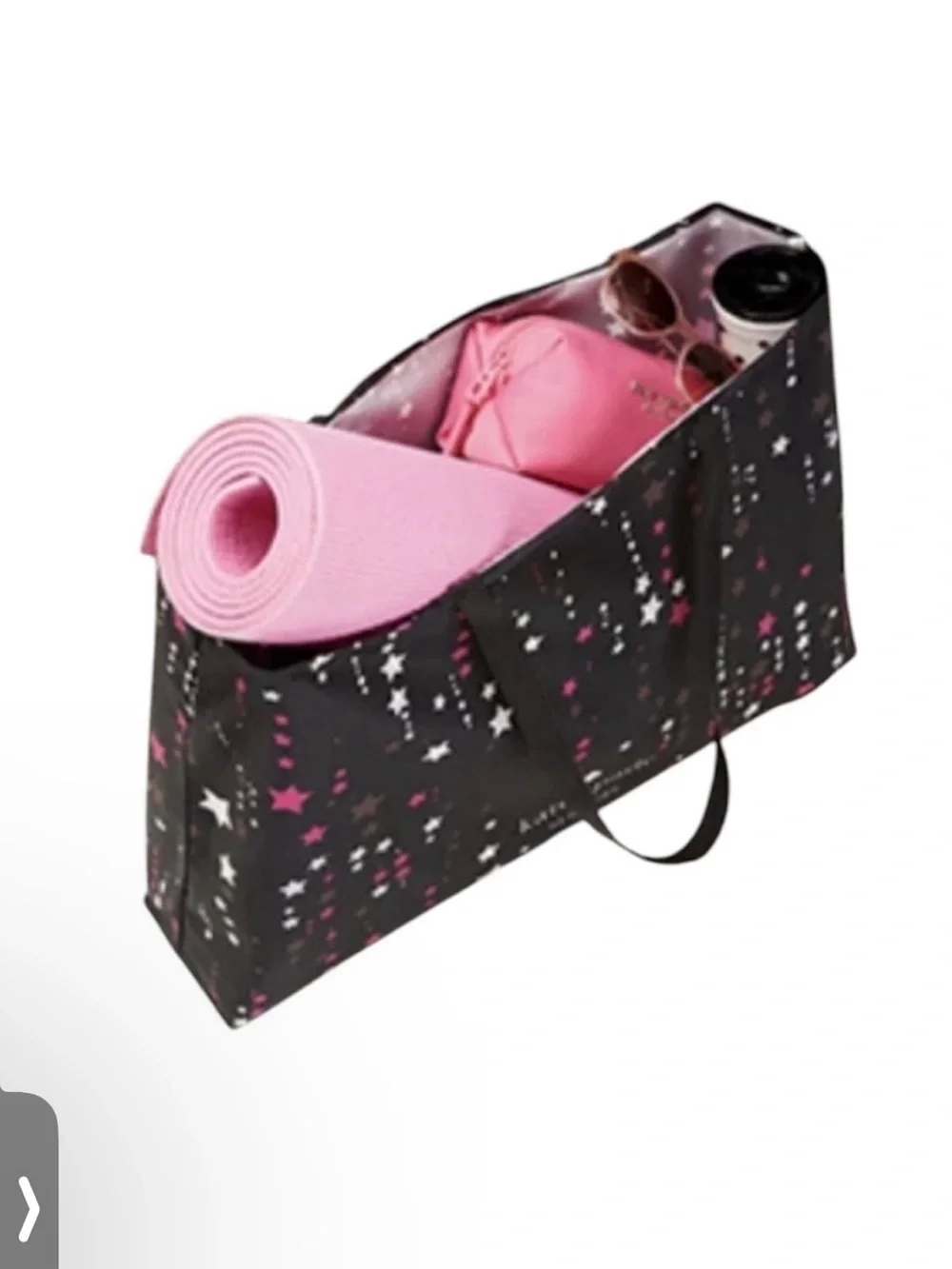 Kate Spade Black Fuchsia Pink Stars Print  Beach Travel Shopping Tote